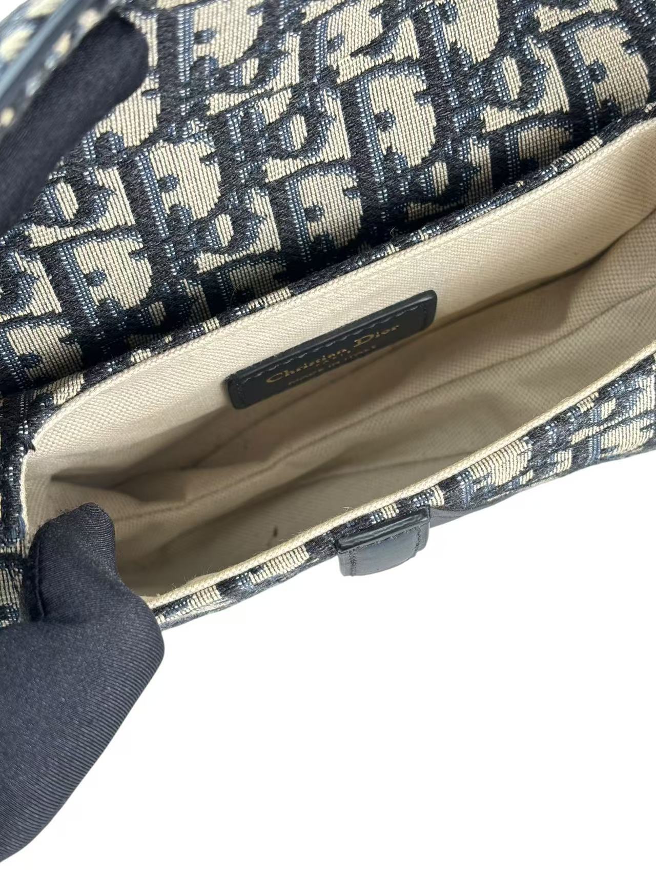 CHRISTIAN DIOR - Saddle Pochette Oblique Jacquard