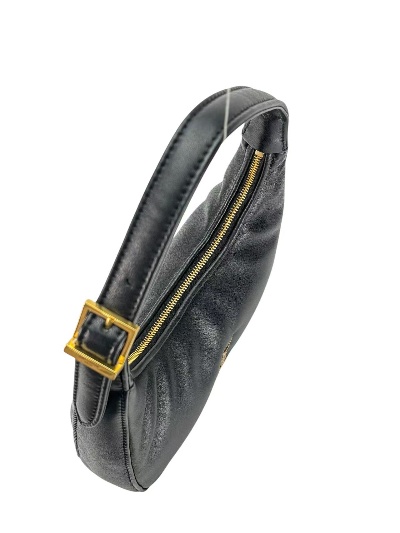SAINT LAURENT - Black Lambskin Calypso YSL Hobo Bag
