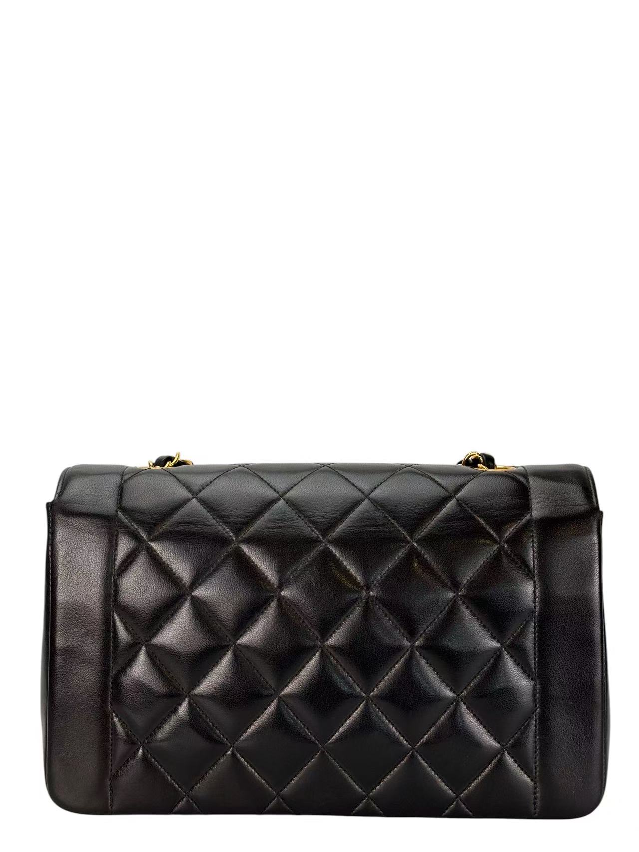 CHANEL - Black Lambskin Medium Diana Shoulder Bag