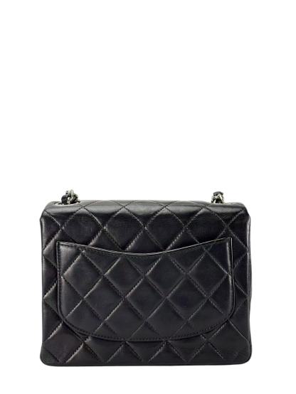 CHANEL - Mini Flap Bag  Black Lambskin Silver Hardware