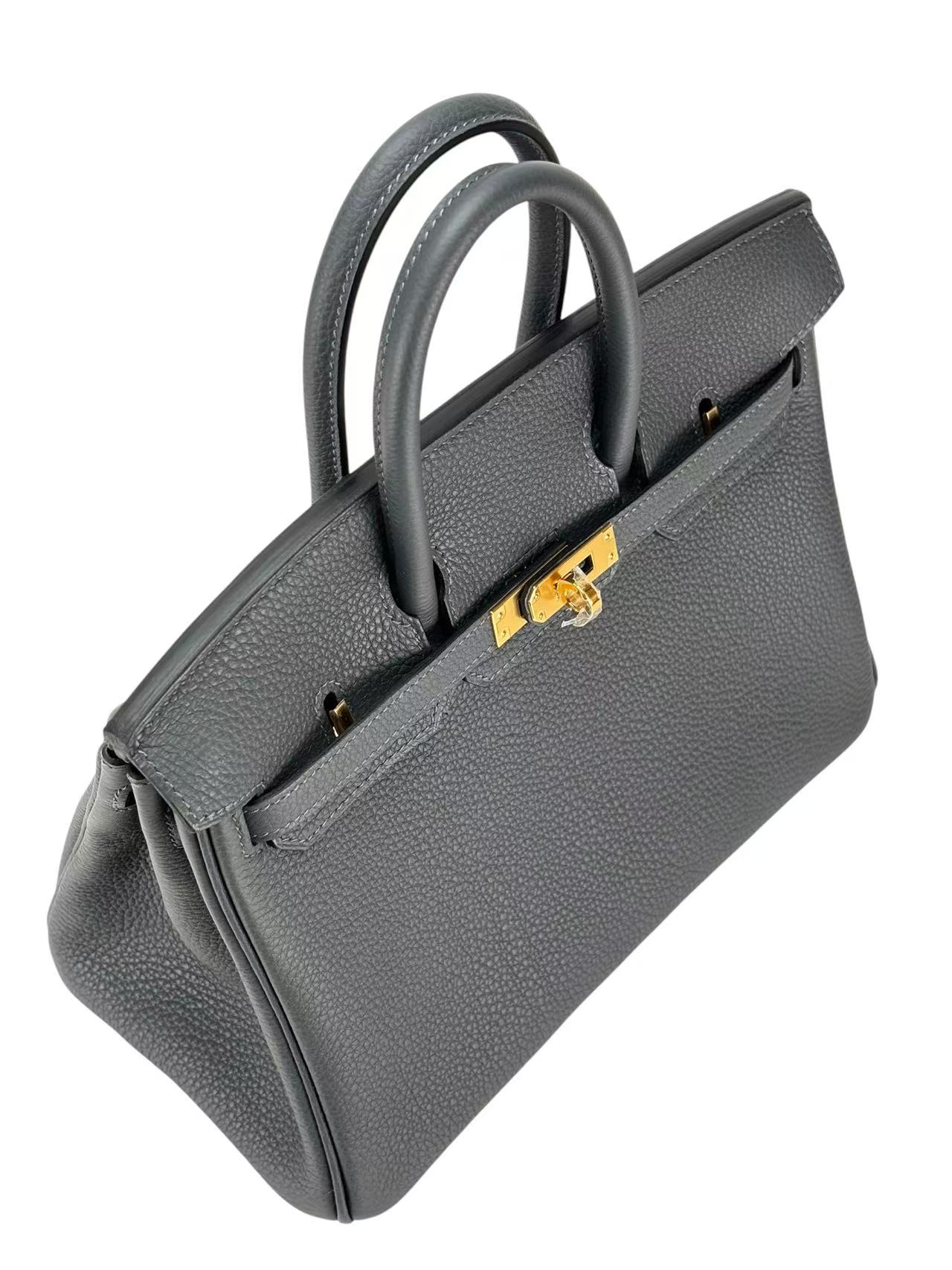 HERMES - Birkin 25  Gris Misty  Togo Gold Hardware