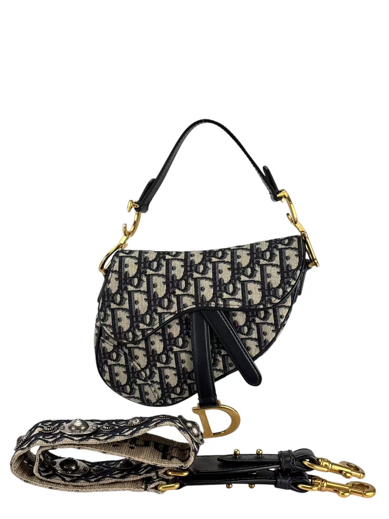 CHRISTIAN DIOR - Saddle Pochette Oblique Jacquard
