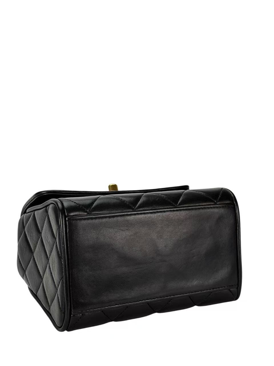 CHANEL - Black Calfskin Mini Box Chain Bag Gold Hardware