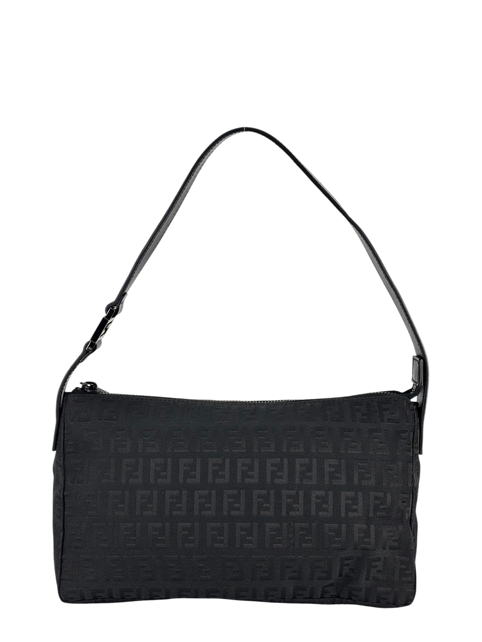 FENDI - Zucchino Canvas Leather Shoulder Bag Hand Bag Black