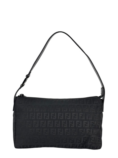 FENDI - Zucchino Canvas Leather Shoulder Bag Hand Bag Black