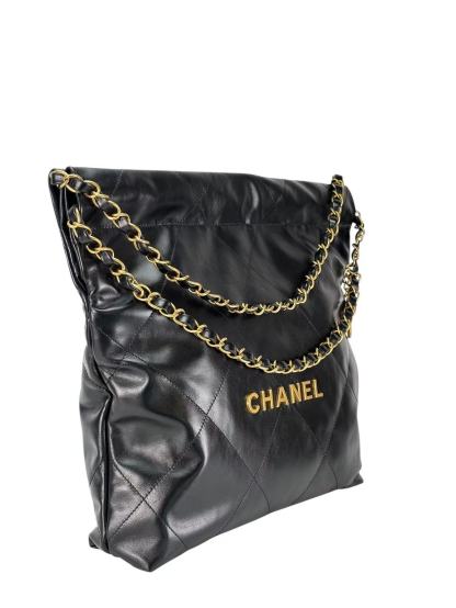 CHANEL - 22 Bag Black Calfskin Gold Hardware Small 