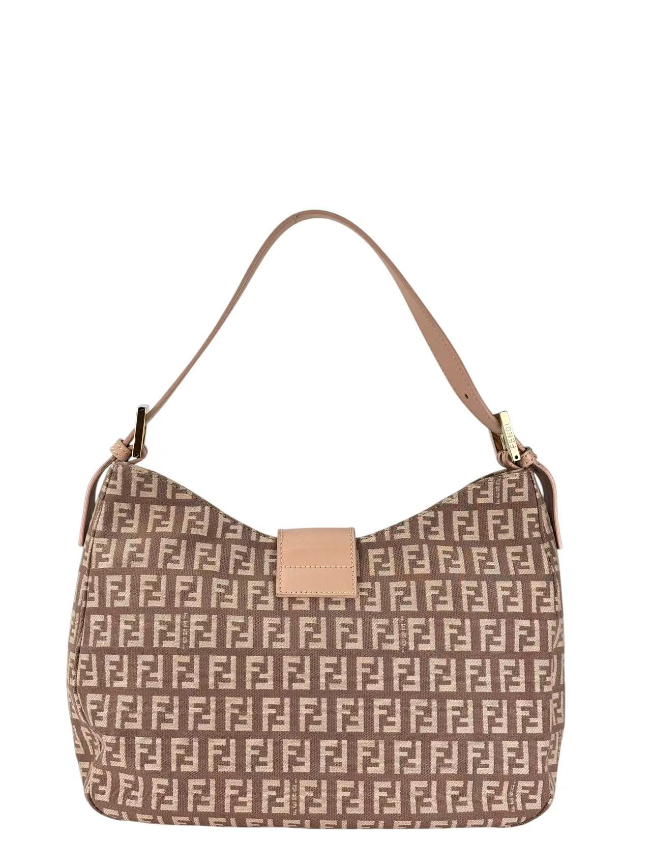 FENDI - Canvas Pink Zucchino Shoulder Bag 