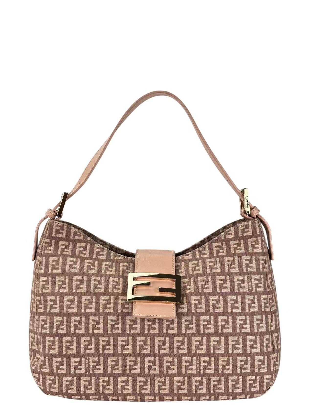 FENDI - Canvas Pink Zucchino Shoulder Bag 