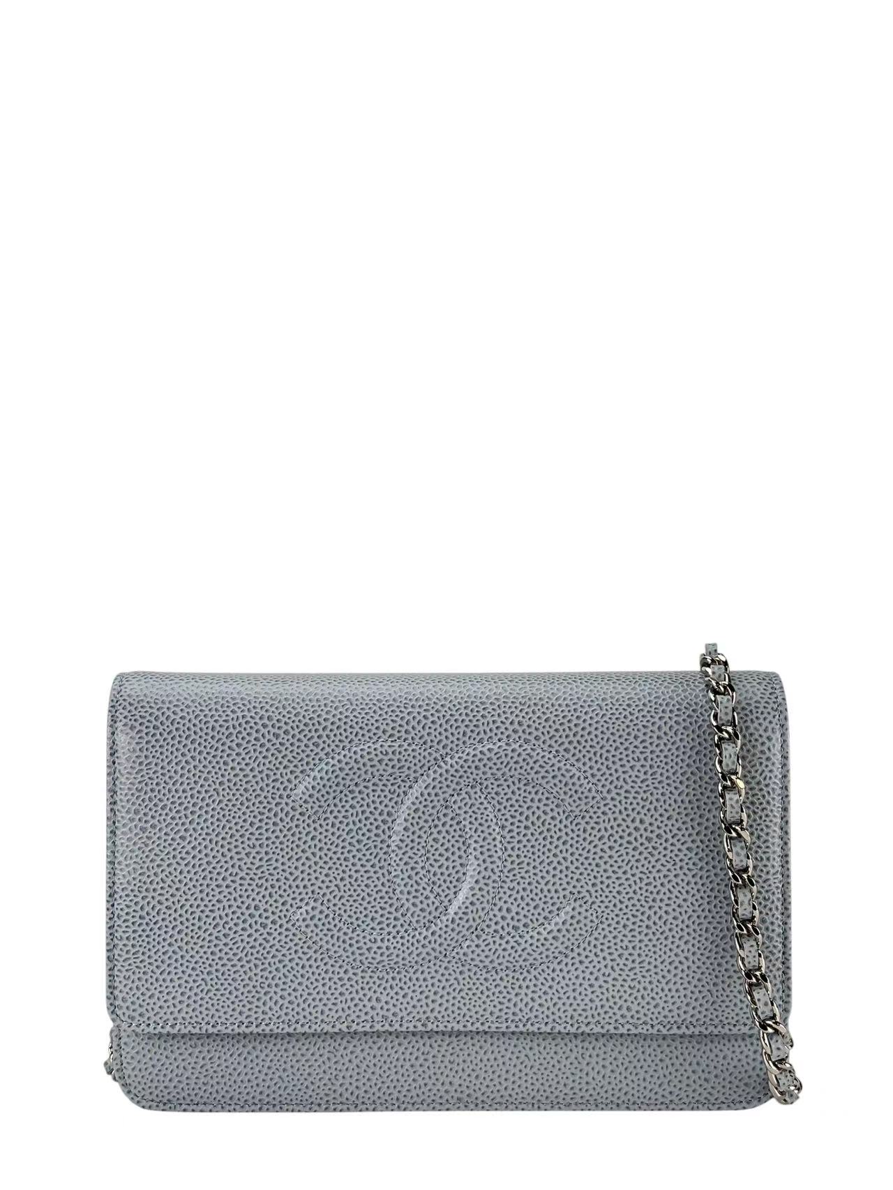 CHANEL - Blue Caviar Wallet On Chain Sliver-Tone Metal (WOC)