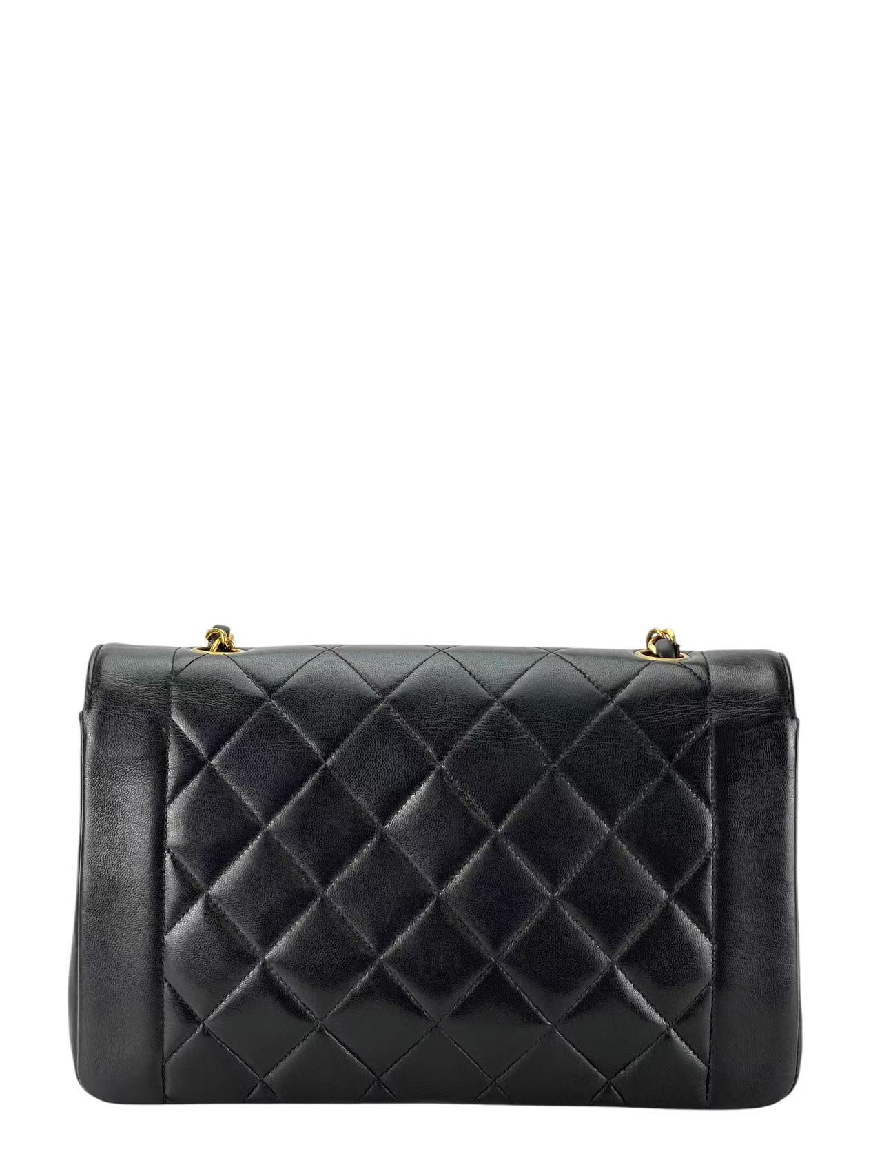 CHANEL - Black Lambskin Medium Diana Shoulder Bag