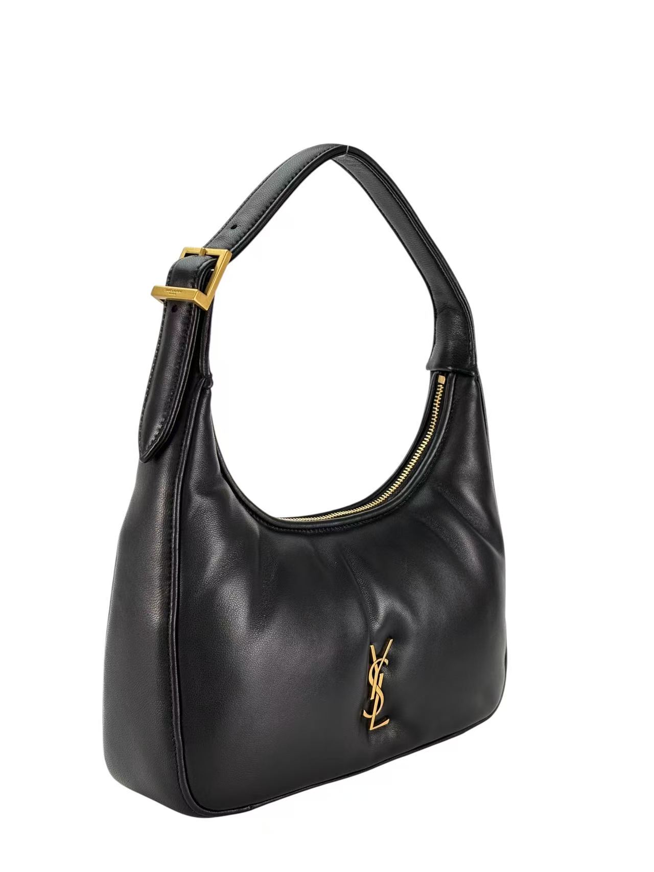 SAINT LAURENT - Black Lambskin Calypso YSL Hobo Bag