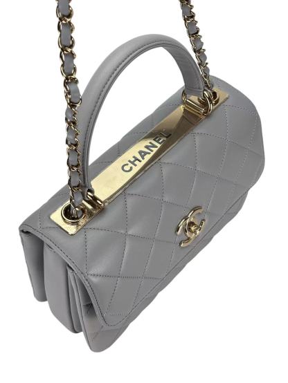 CHANEL - Gray Lambskin Trendy CC Small Hand Chain Bag