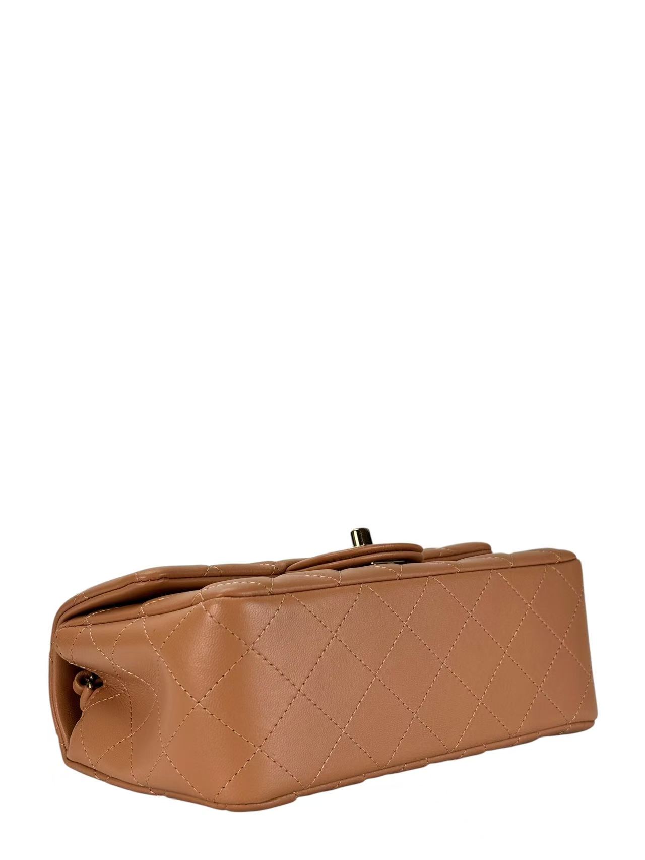 CHANEL -  Caviar Mini Flap Shoulder Bag Dark Beige Gold Hardware