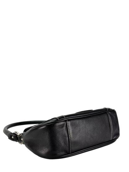 CHRISTIAN DIOR - Black Leather One Shoulder Bag Silver Hardware