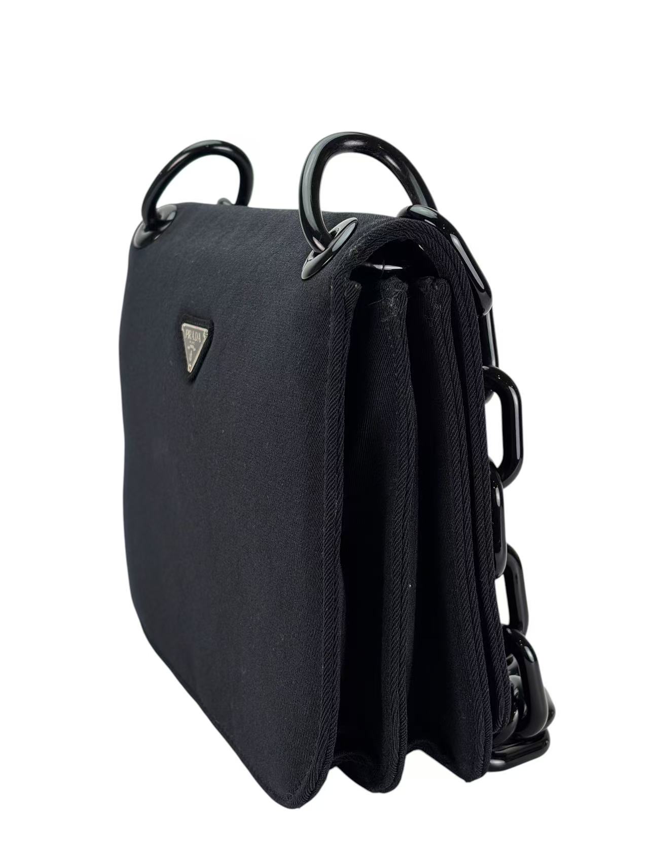 PRADA - Black Nylon Plastic Chain Shoulder Bag 