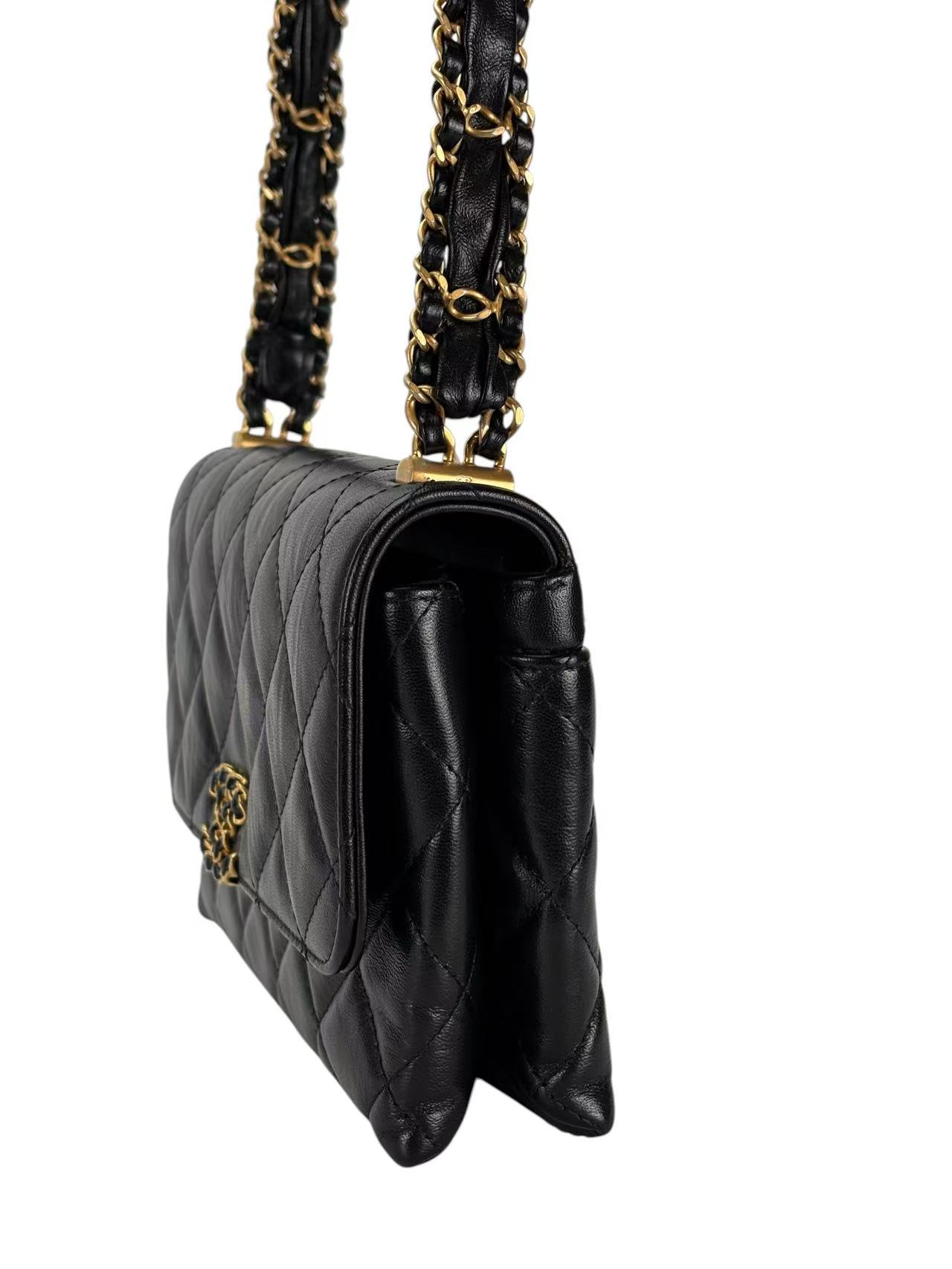CHANEL - Black Calfskin 19 Flap Shoulder Bag