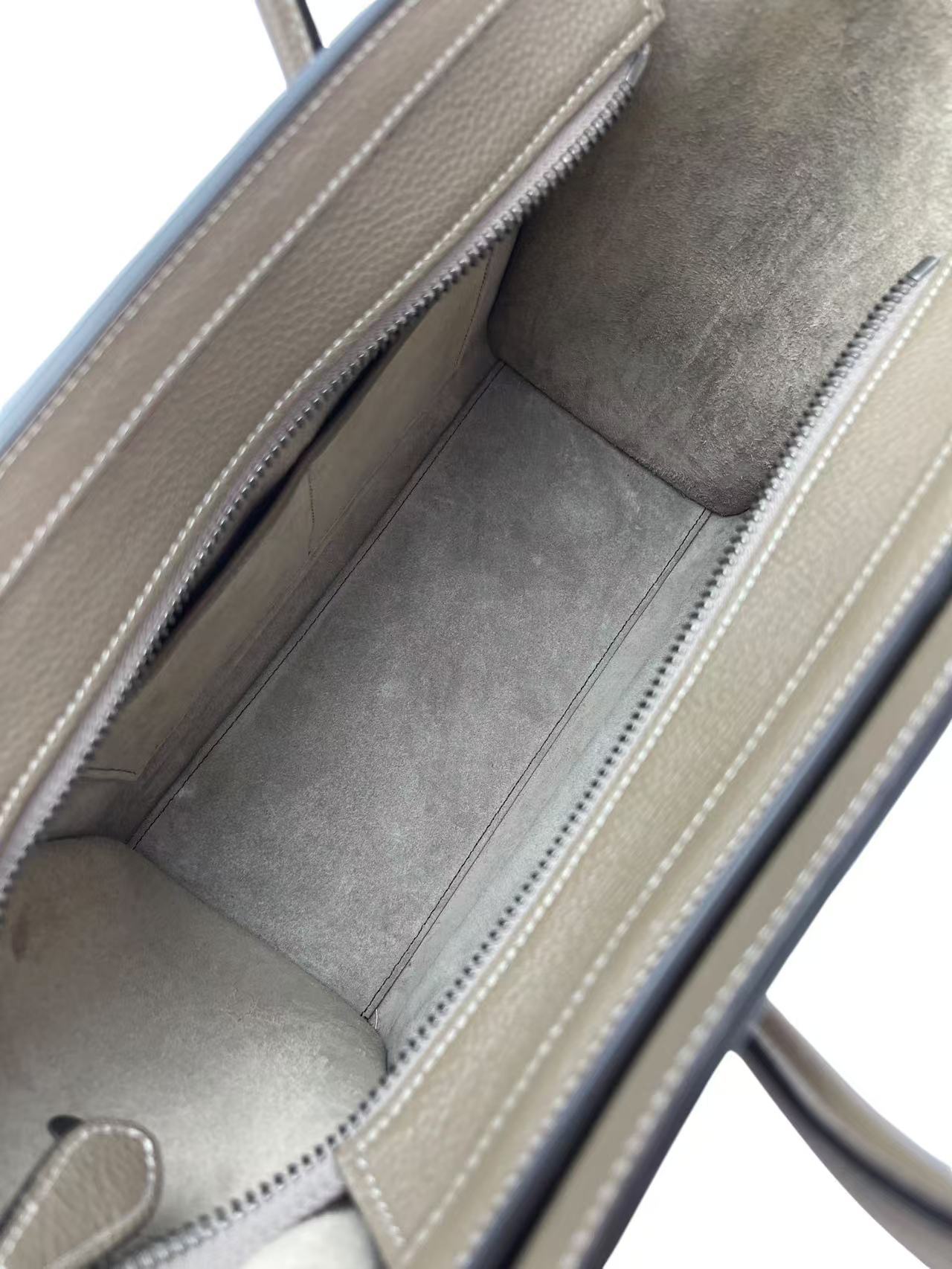 CELINE - Micro Luggage handbag in Drummed Calfskin Grey 