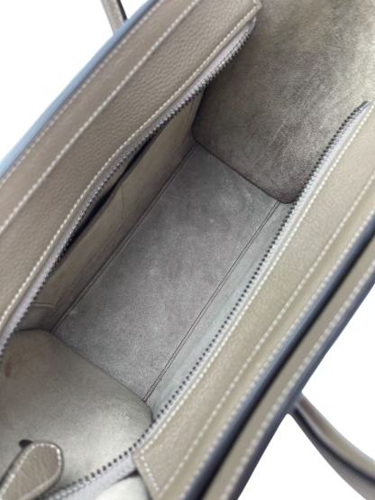 CELINE - Micro Luggage handbag in Drummed Calfskin Grey 