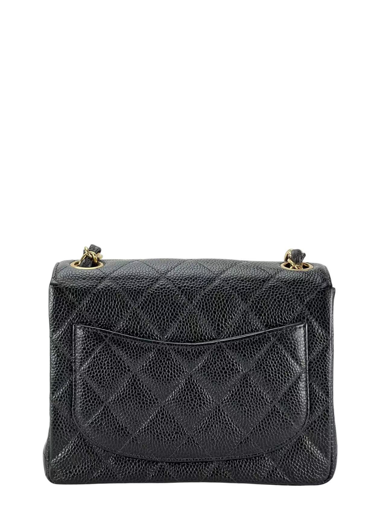 CHANEL - Black Caviar Mini Classic Square Flap Shoulder Bag 17