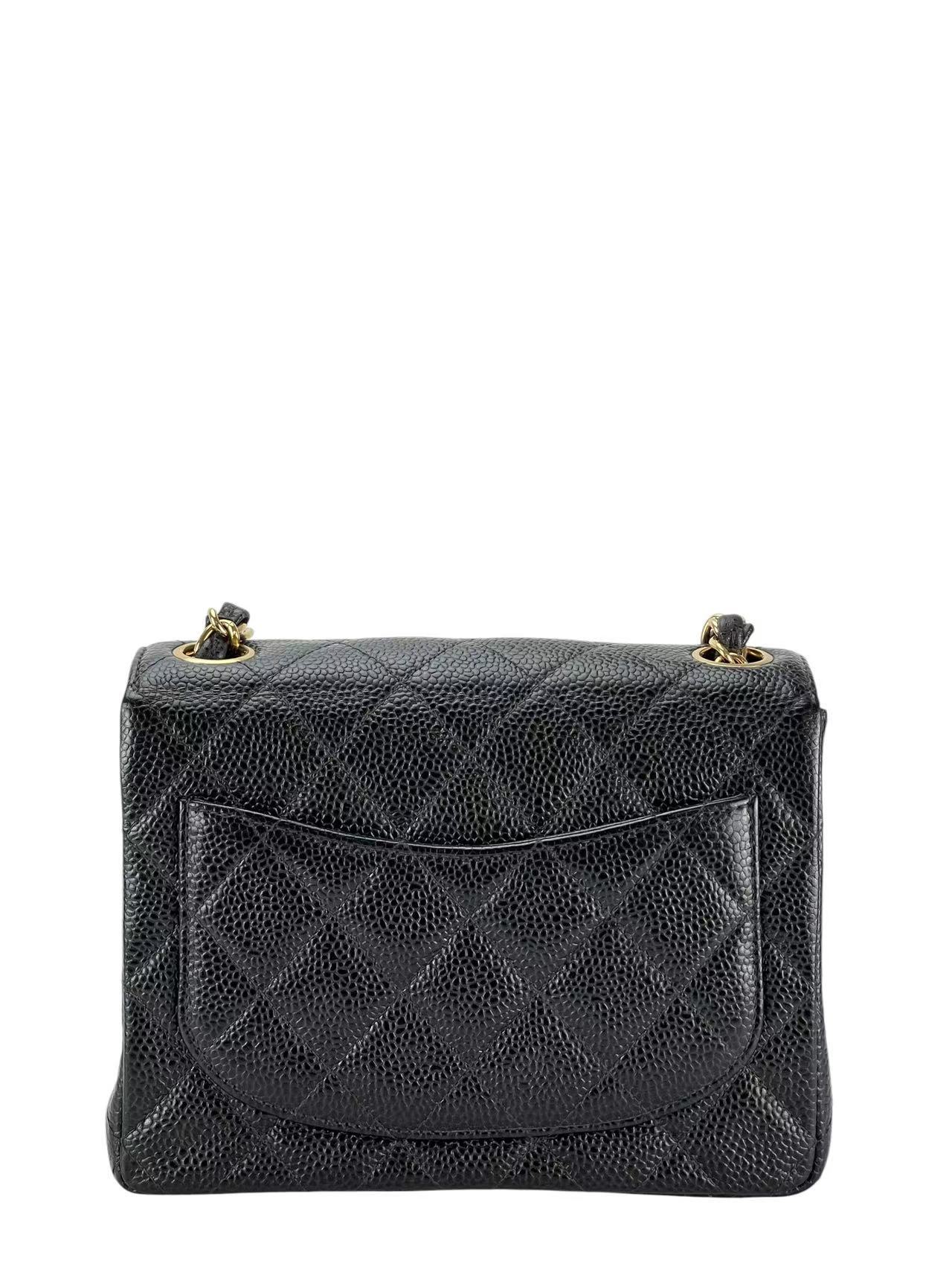 CHANEL - Black Caviar Mini Classic Square Flap Shoulder Bag 17