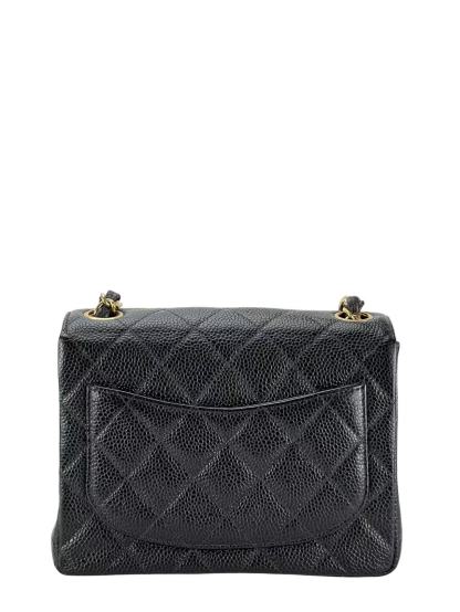CHANEL - Black Caviar Mini Classic Square Flap Shoulder Bag 17