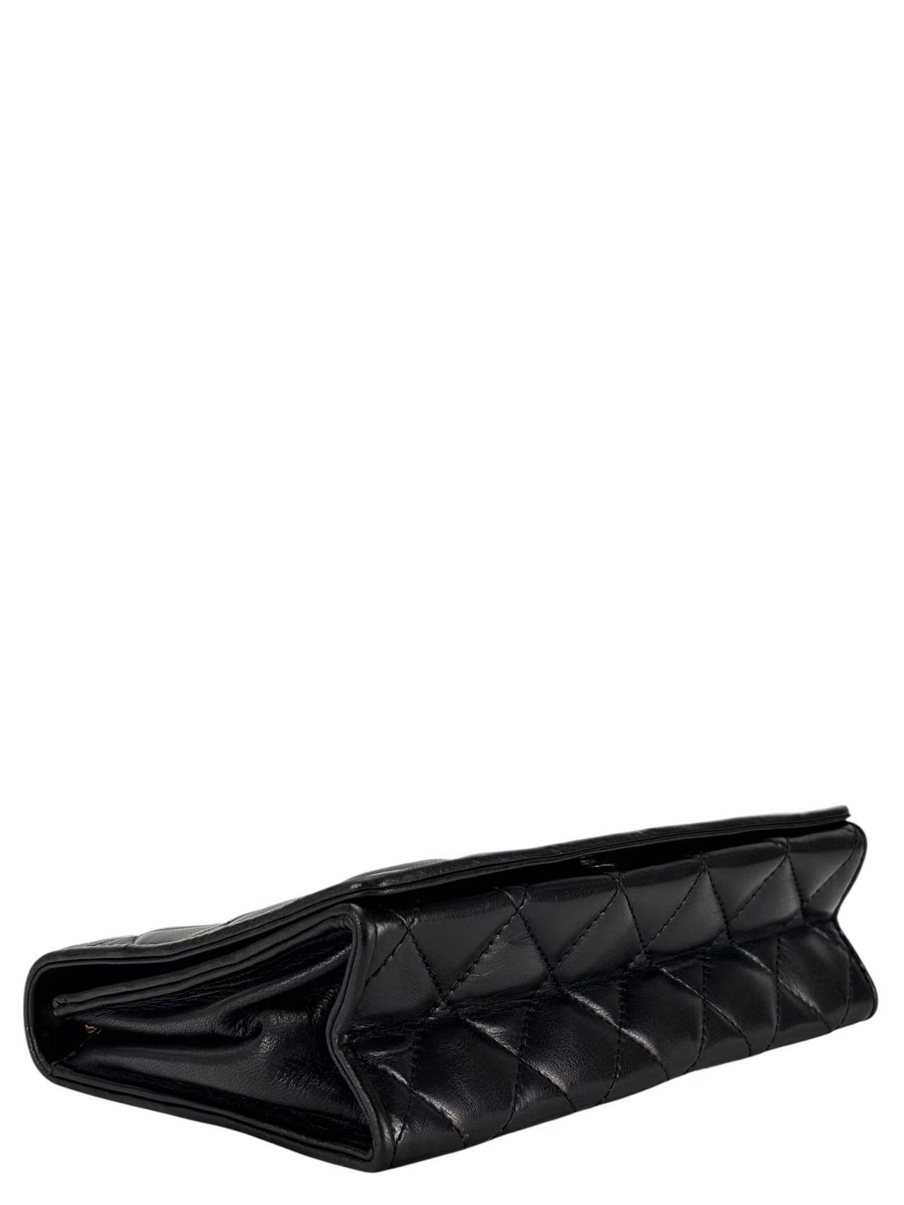 CHANEL - Full Flap Shoulder Bag Black Lambskin Gold Hardware