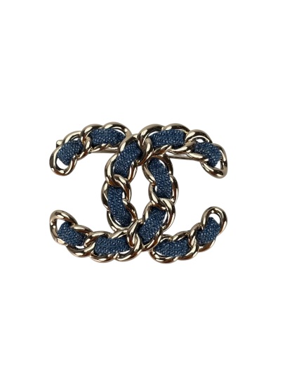 CHANEL - Denim CC Logo Brooch