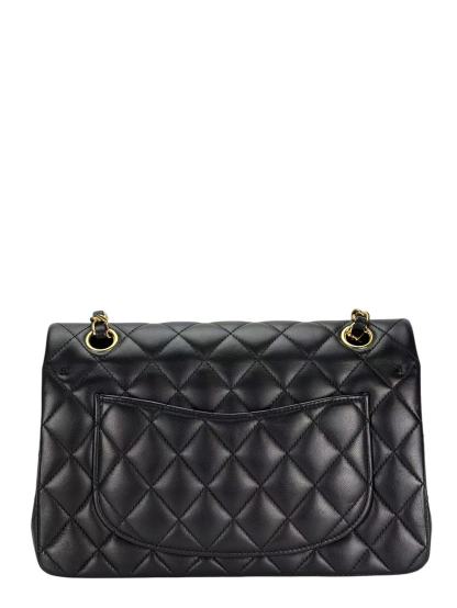 CHANEL - Double Face Small Classic Double Flap Bag Black Lambskin Gold Hardware (CF23)