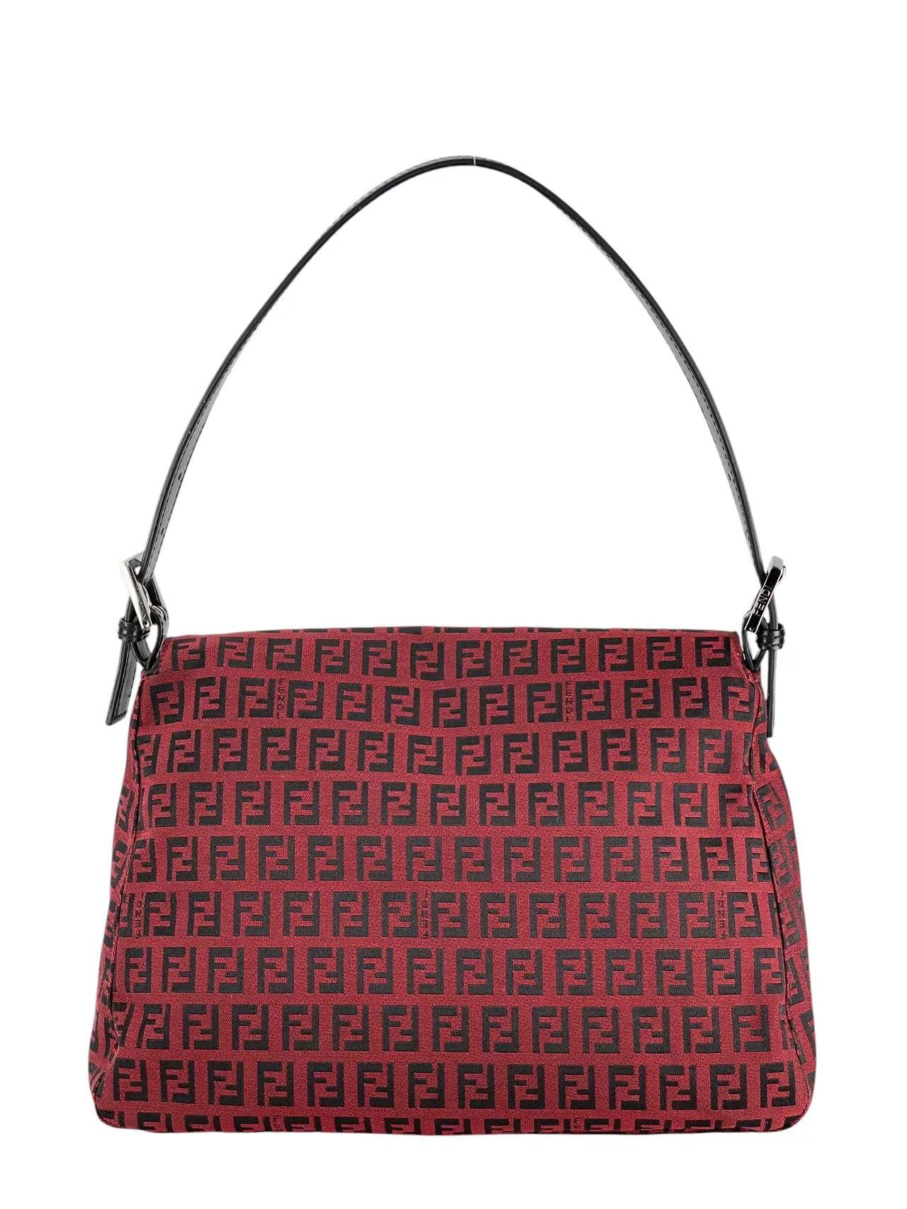 FENDI - Zucchino Medium Mamma Baguette Shoulder Bag Red