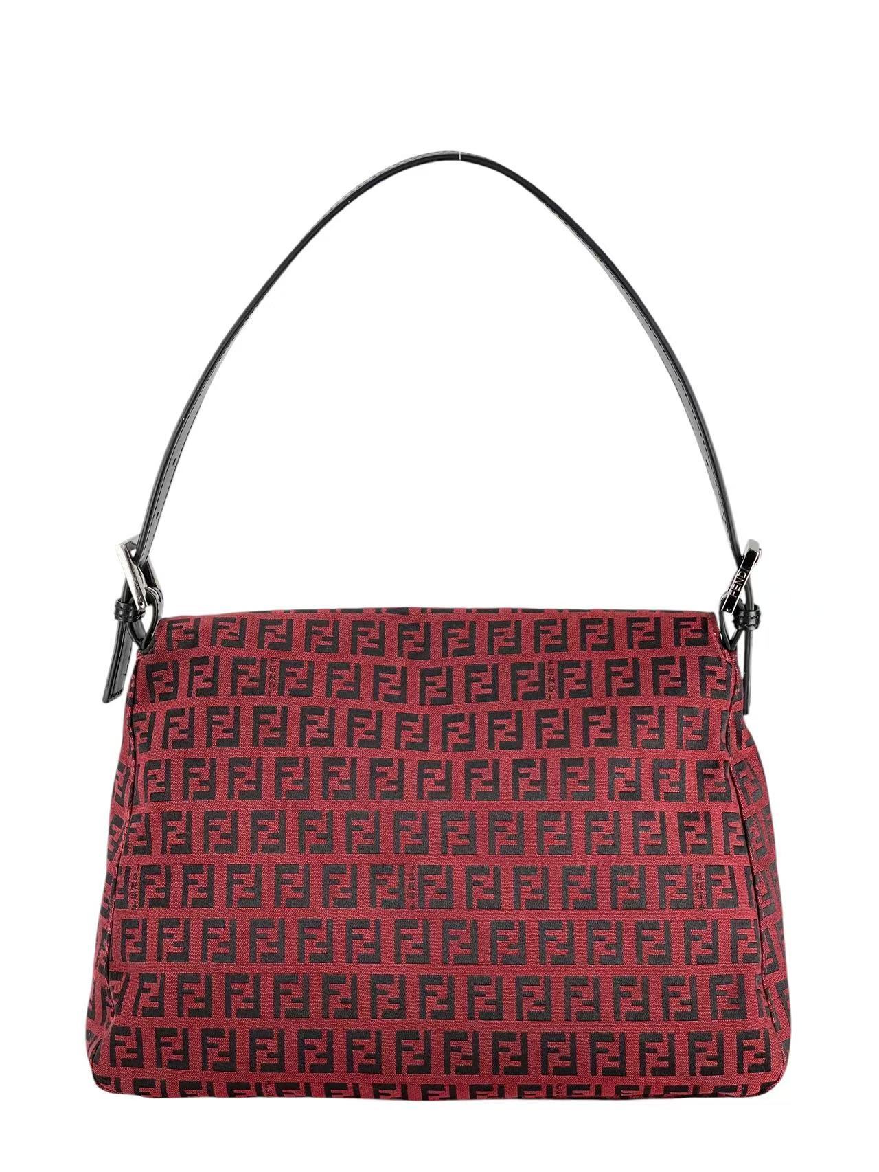 FENDI - Zucchino Medium Mamma Baguette Shoulder Bag Red