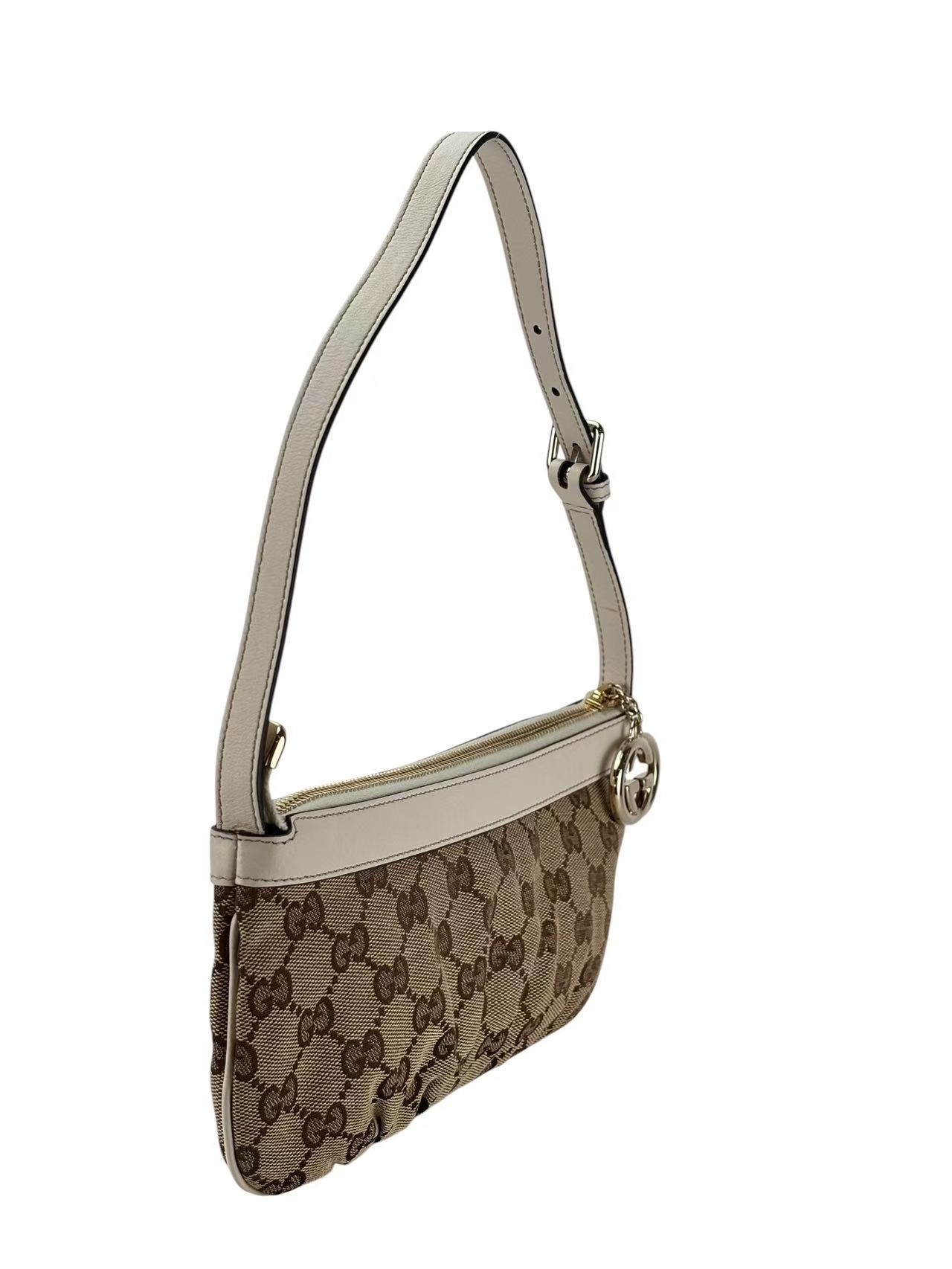 GUCCI - Beige Canvas Pochette Shoulder Bag