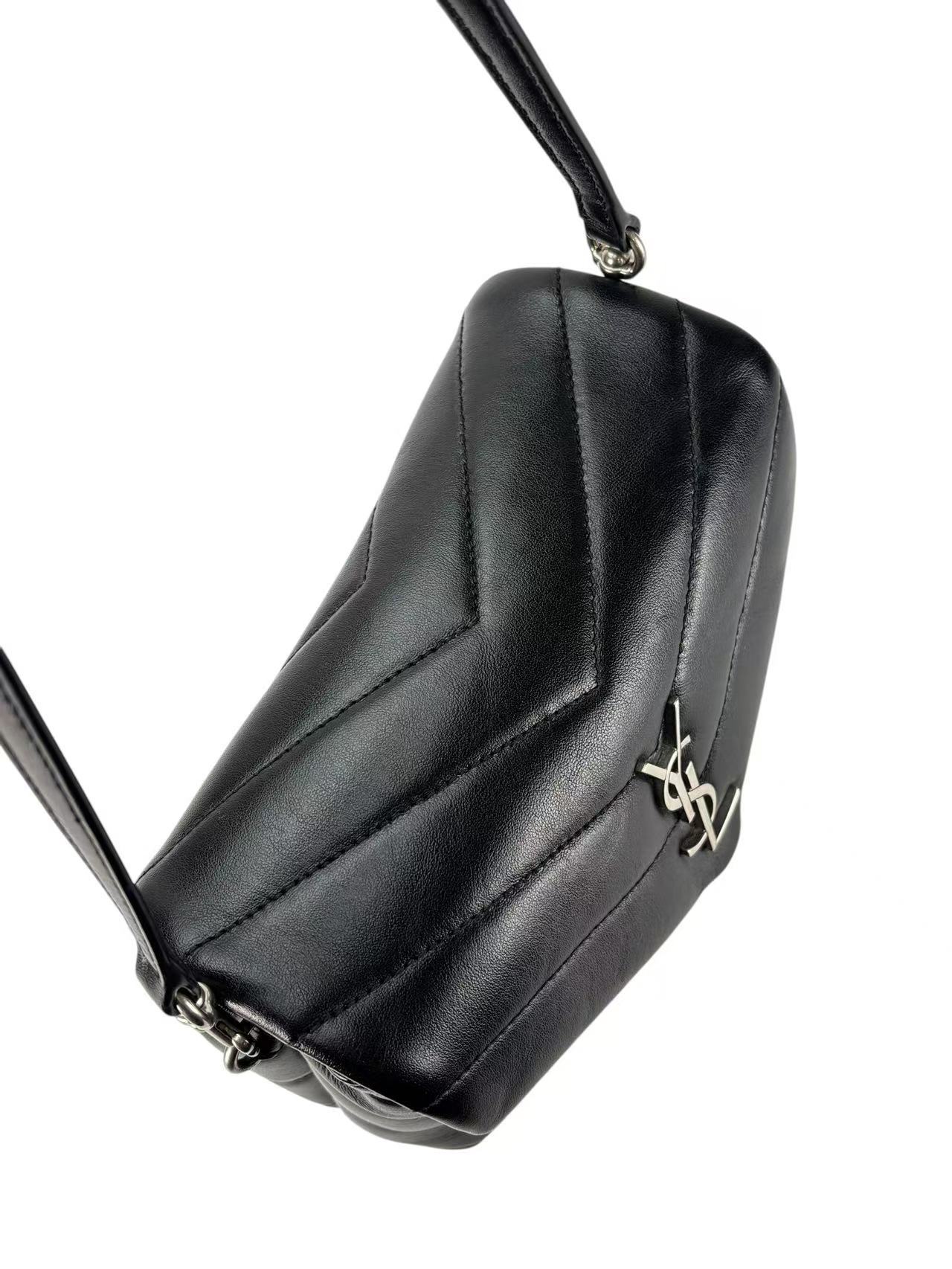 SAINT LAURENT - Black Calfskin Loulou Toy Shoulder Bag 