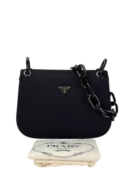 PRADA - Black Nylon Plastic Chain Shoulder Bag 