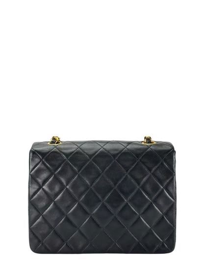 CHANEL - Black Lambskin Mini Classic Square Flap Shoulder Bag 20