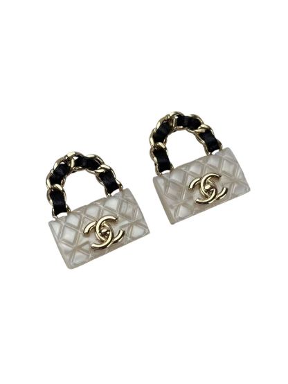 CHANEL - 23C Black Gold Matelasse Coco Earrings