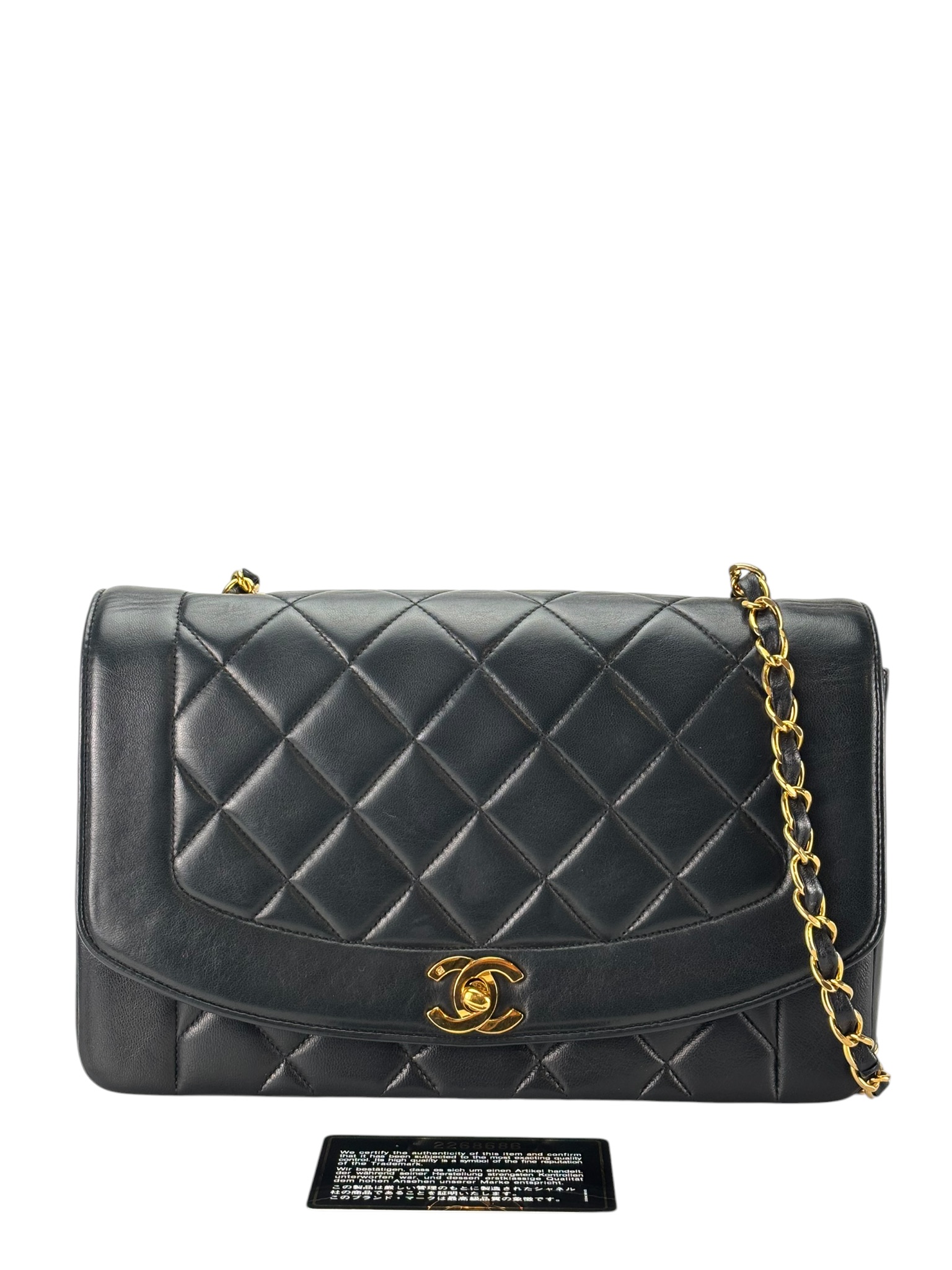 CHANEL - Black Lambskin Medium Diana Shoulder Bag