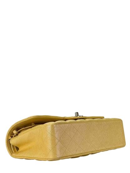 CHANEL - Medium Classic Double Flap Bag Yellow Calfskin Gold Hardware (CF25)