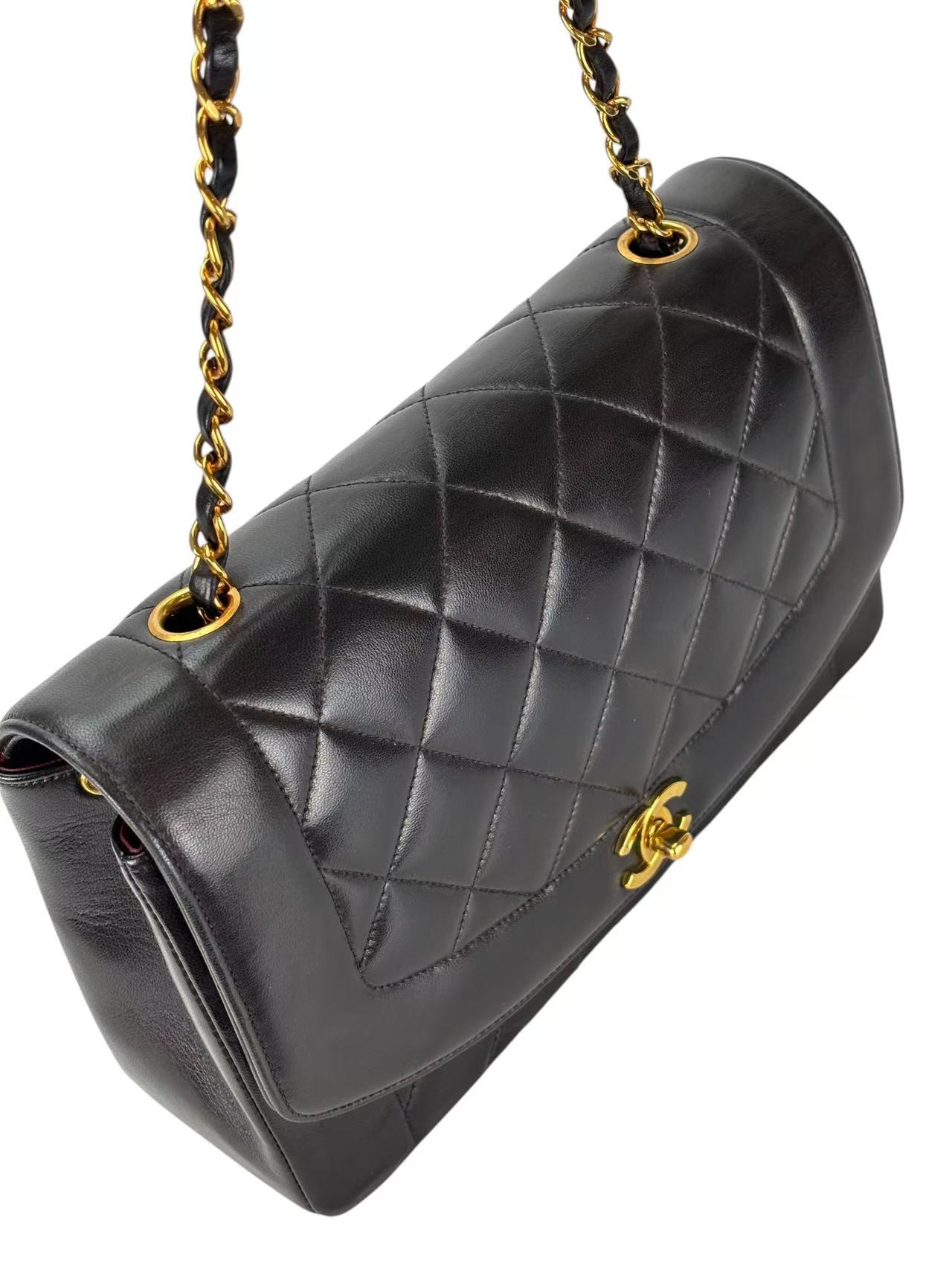 CHANEL - Black Lambskin Medium Diana Shoulder Bag