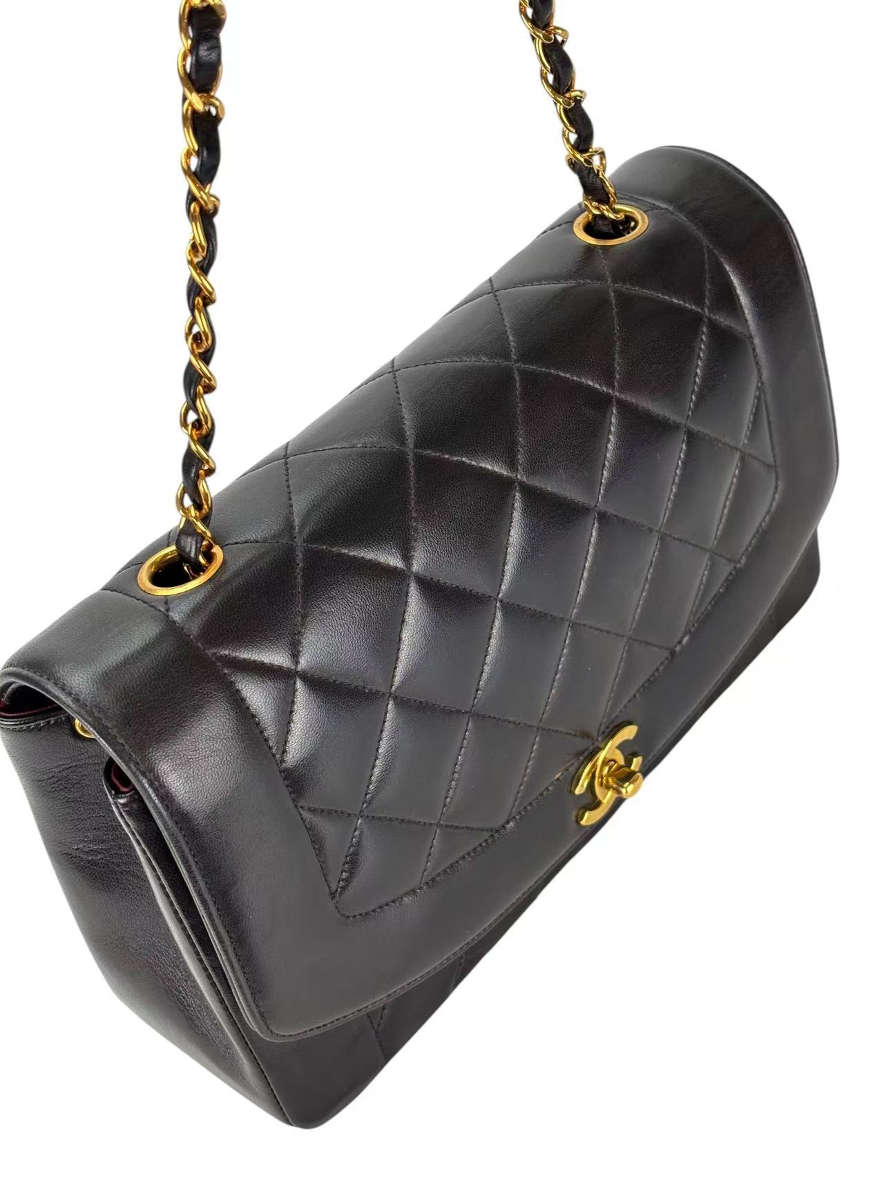 CHANEL - Black Lambskin Medium Diana Shoulder Bag