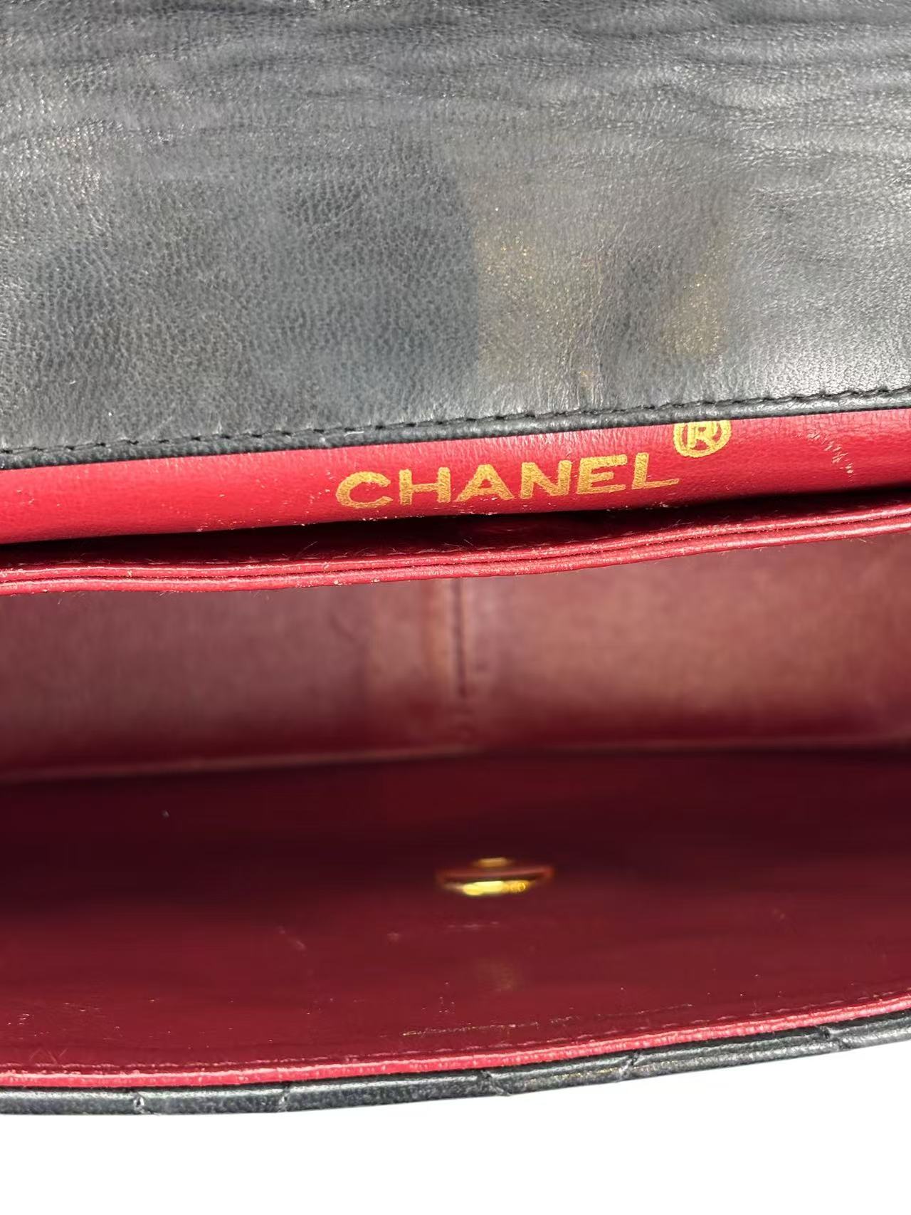 CHANEL - Black Lambskin Matelasse Pouch Attached Bag Gold Hardware