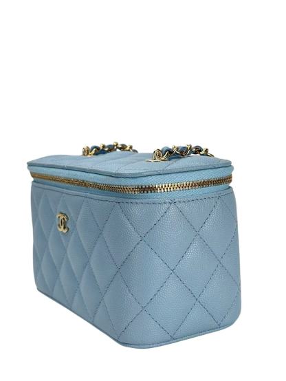 CHANEL - Small Vanity Case With Chain Blue Caviar