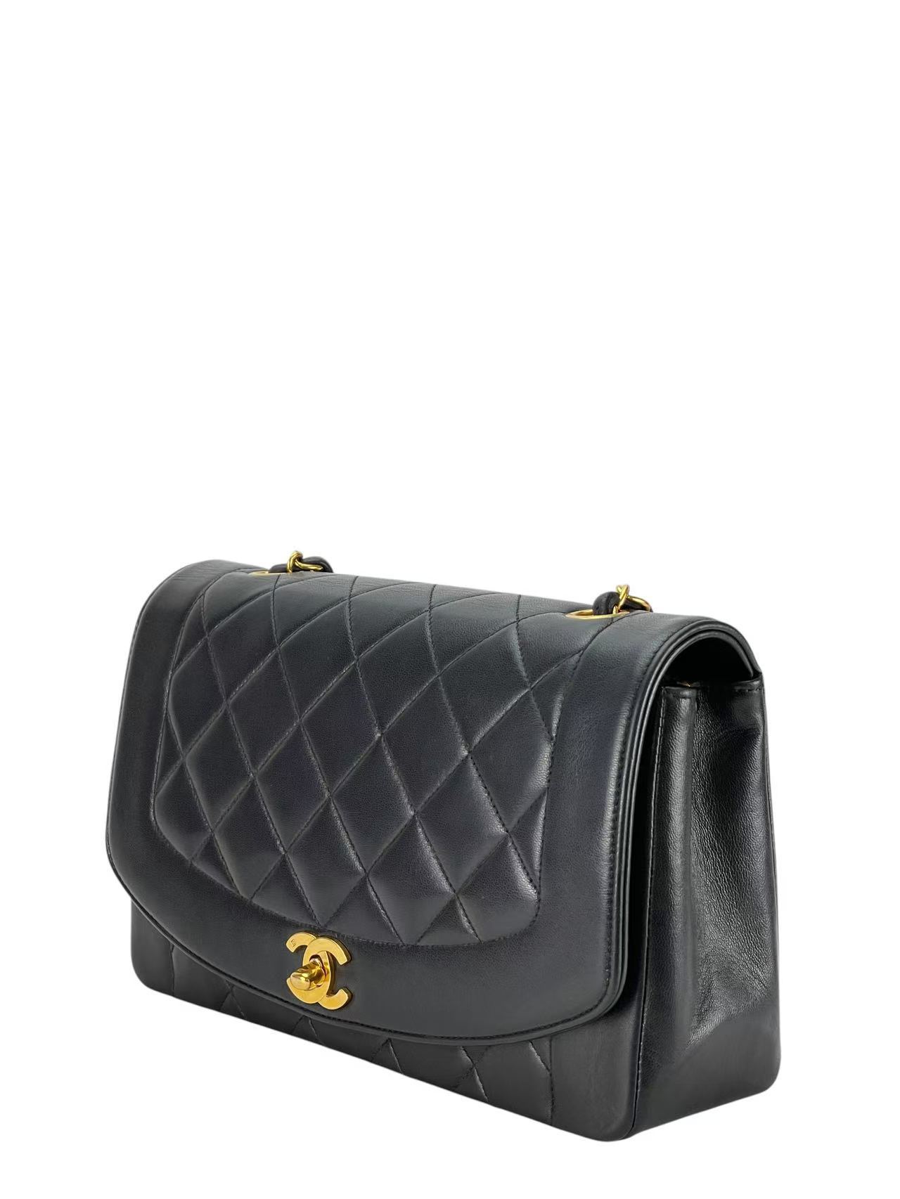 CHANEL - Black Lambskin Medium Diana Shoulder Bag