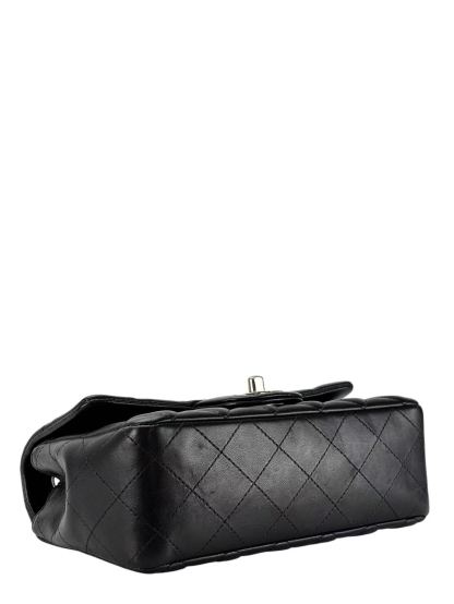 CHANEL - Black Lambskin Mini Classic Flap Bag Silver Hardware
