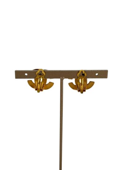 CHANEL - 99P Gold CC Logo Earrings 