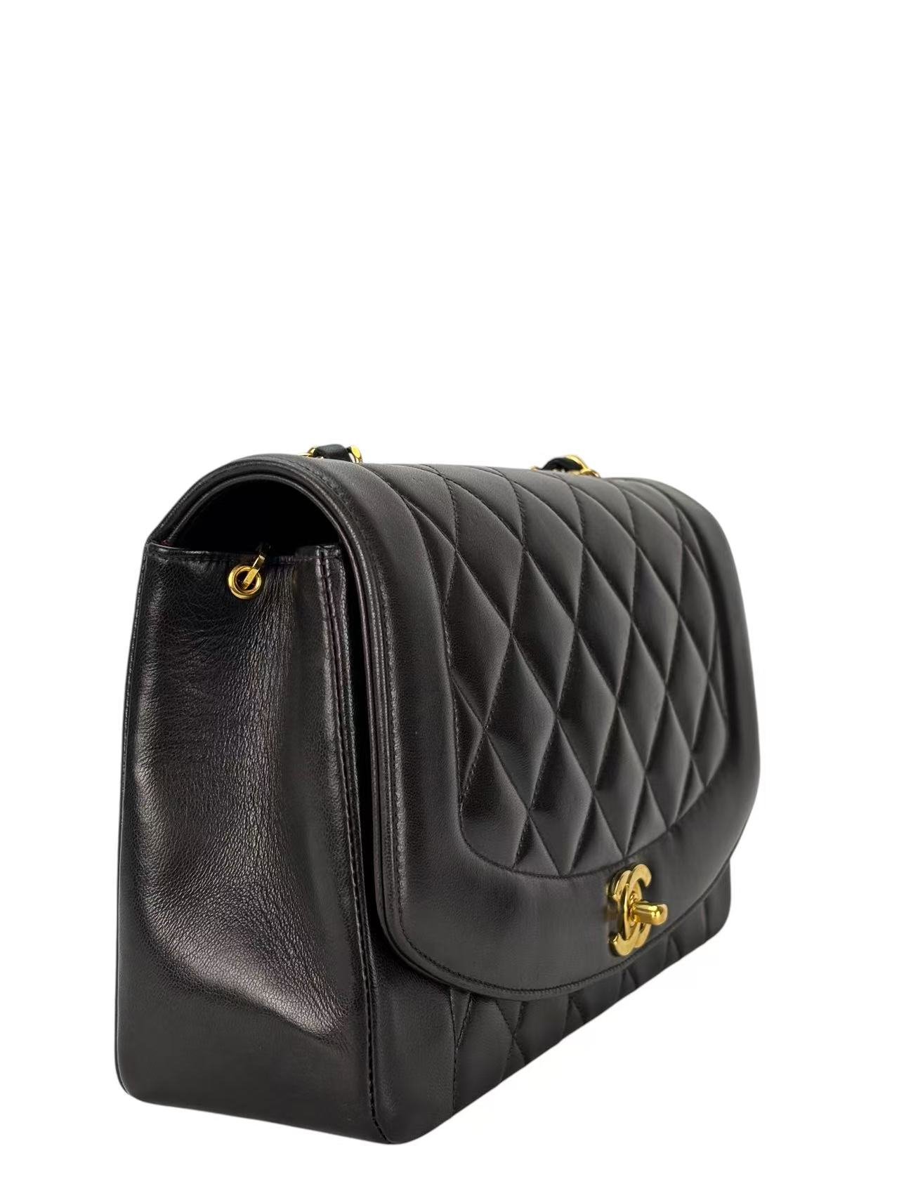 CHANEL - Black Lambskin Medium Diana Shoulder Bag