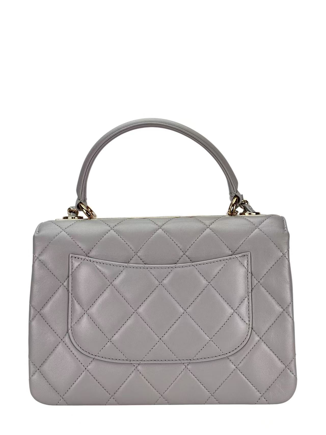 CHANEL - Gray Lambskin Trendy CC Small Hand Chain Bag