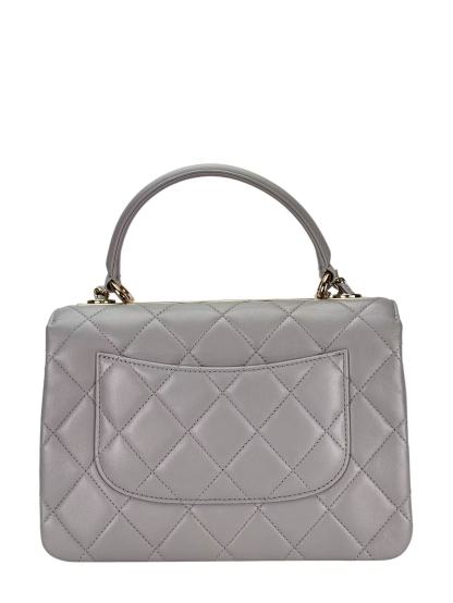CHANEL - Gray Lambskin Trendy CC Small Hand Chain Bag