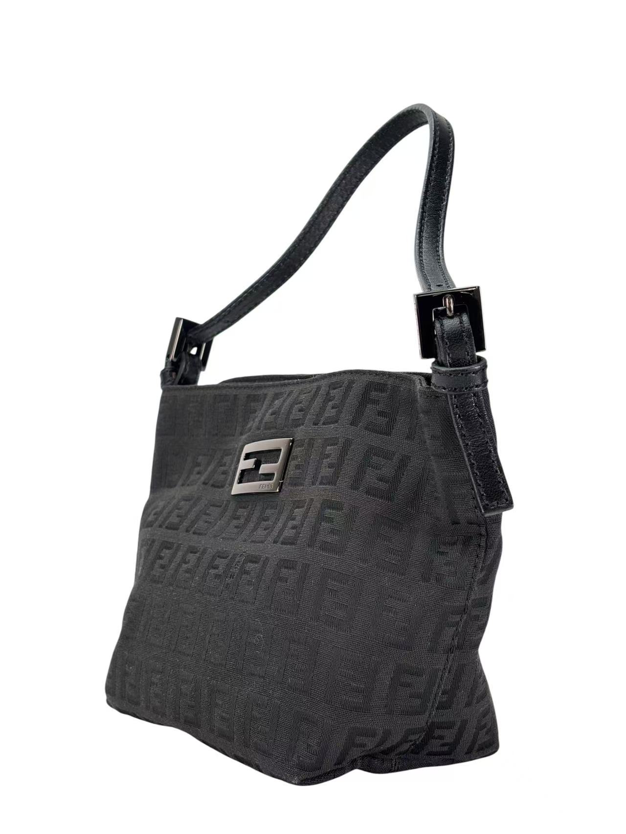 FENDI - Black Canvas Zuccino Handbag Bag