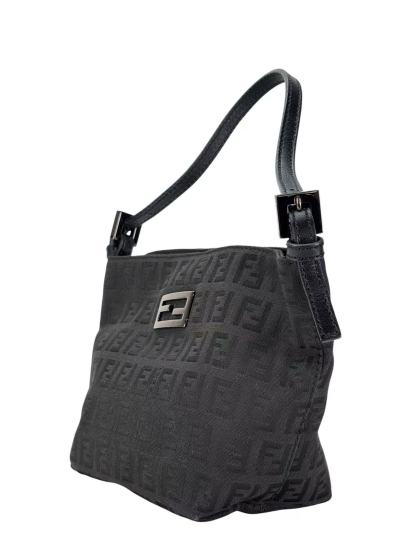 FENDI - Black Canvas Zuccino Handbag Bag