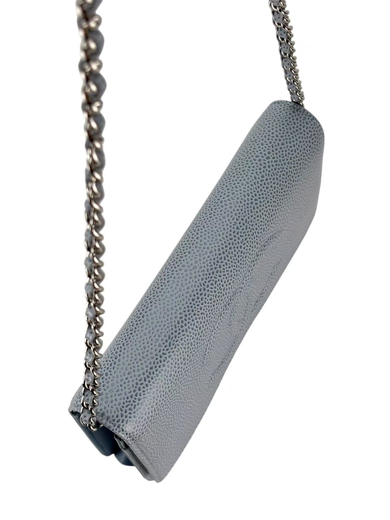 CHANEL - Blue Caviar Wallet On Chain Sliver-Tone Metal (WOC)